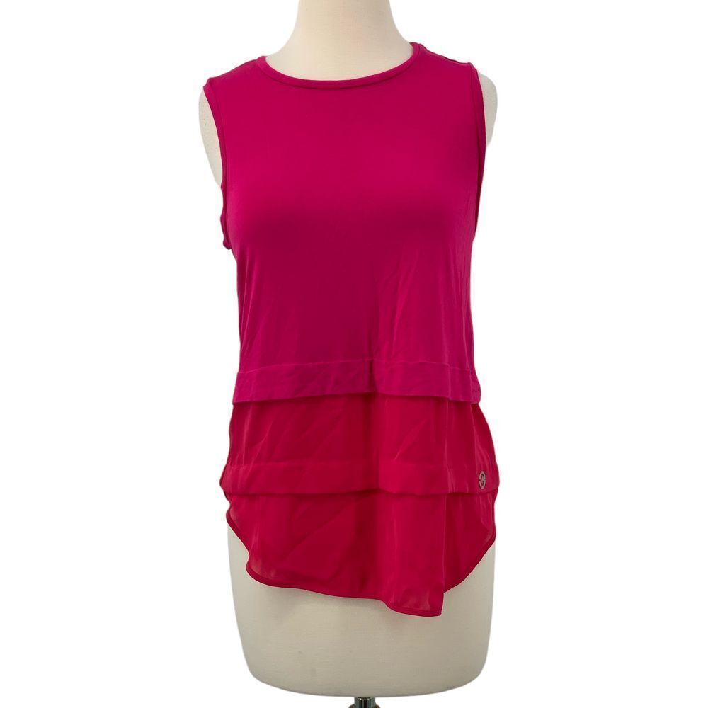 Michael Kors Women's Sleeveless Fuchsia Pink Layered Tiered Tank Top Size S
